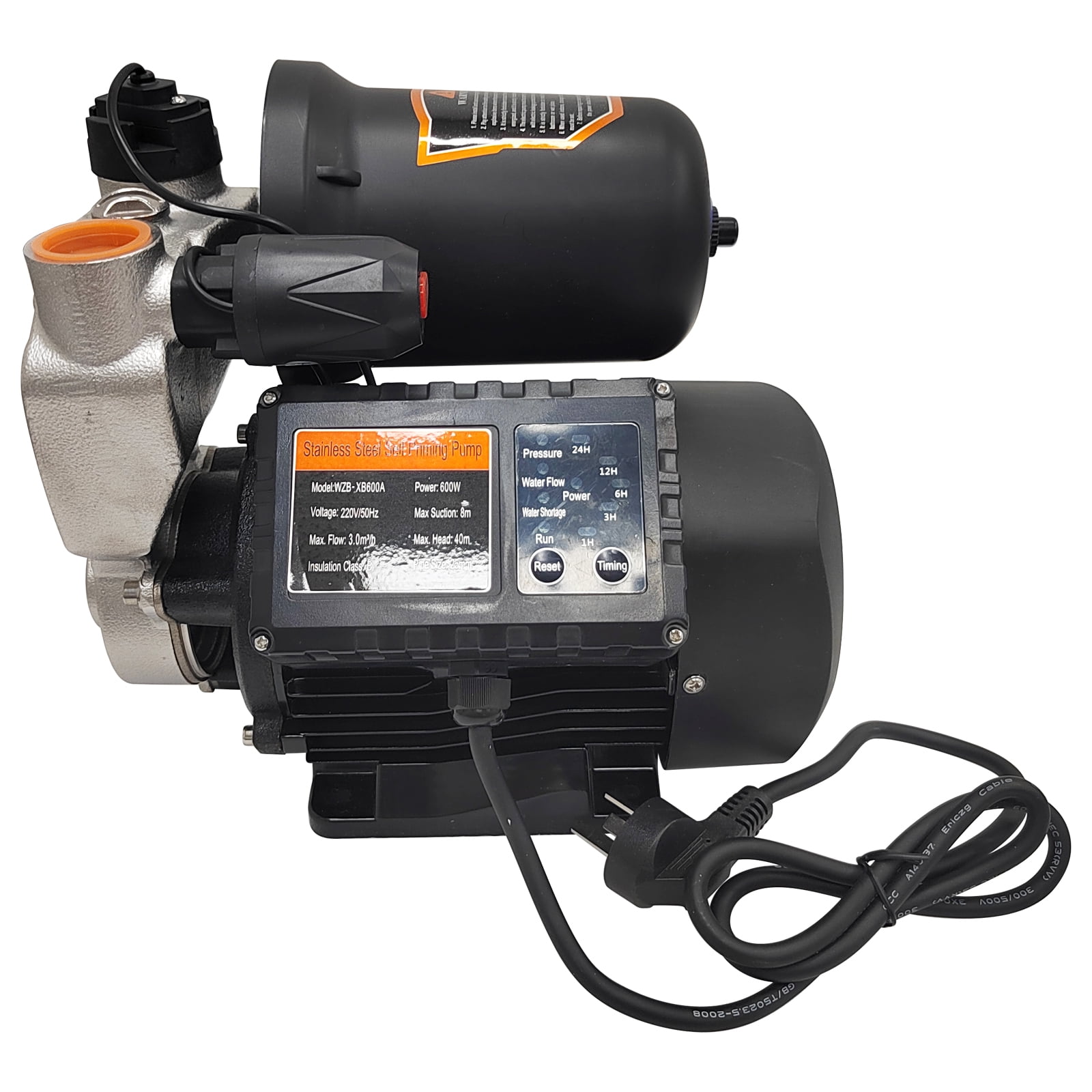 Self Priming Water Pressure Booster Pump Automatic Hot Cold Water Pressurization Pump with Intelligent Control 220V 3.0m³/h Max