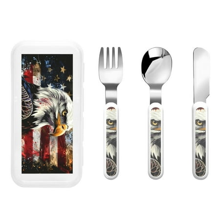 

Matuu Retro American Eagle A for Stainless Steel Kids Cutlery and Toddler Flatware Kids Utensil Set includes Knives Forks Spoons Ideal for Home and Preschools