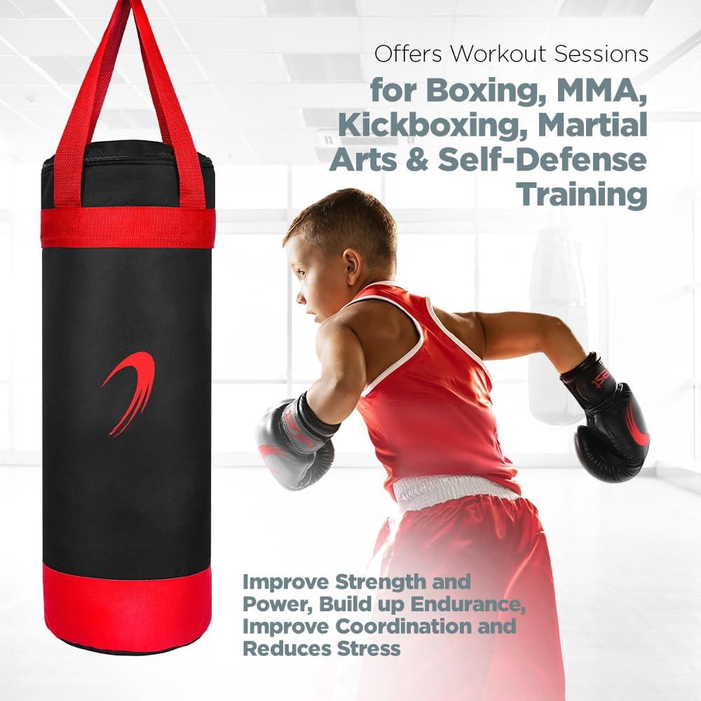 Punching Bag For Boxing Set - Suitable Bags 3-8 Years Of Gloves & Hand Wraps Included Mma Kickboxing Muay Thai Karate