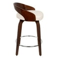thumbnail image 4 of Grotto Mid-Century Modern Counter Stool with Swivel in Cherry with White Faux Leather by LumiSource - Set of 2, 4 of 5