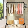 thumbnail image 6 of Clothes Rack Garment Rack, 43.3" Clothing Rack with Storage Shelf for Hanging Clothes, Coats, Skirts, Shirts, Sweaters, Black, 6 of 7