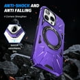 thumbnail image 4 of ELEHOLD for iPhone 13 Case Heavy Duty Rugged Cover with 360° Rotation Foldable Ring Kickstand Support Magnetic Car Mount MagSafe Charging Compatible Shockproof Protective Case,purple, 4 of 8