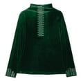 thumbnail image 5 of NAFUU Leisure Womens T-Shirts Solid Color Long Sleeve Velvet Thermal Elegant Semi Turtleneck Base Layer Top Warmth T-Shirts For Women，Dark Green, 5 of 5