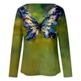 thumbnail image 5 of IROINID T-Shirts à Manches Longues Réduits pour Femmes, Col Rond Imprimé, Blouse d'Automne, Vert, 5 of 5