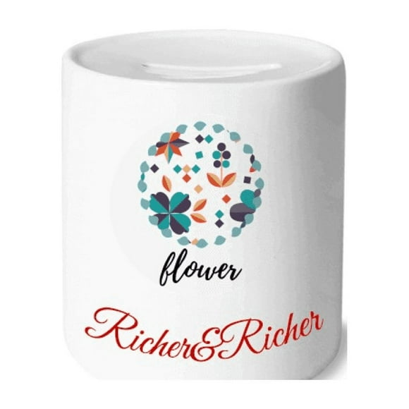 Flower Pixel Paint Art Deco Fashion Rich and Rich Bank Saving Box Coin