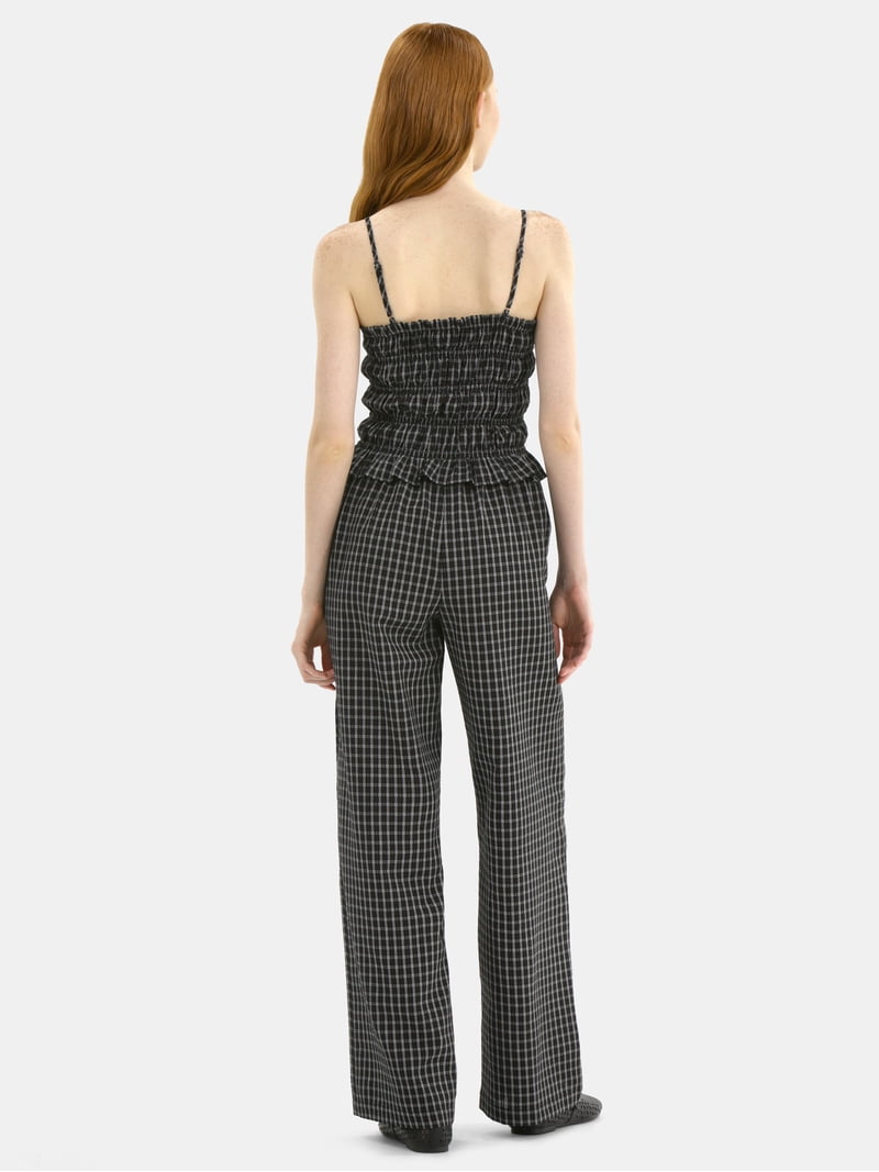 【As, 】エス Sucker pantsギンガムチェック No Boundaries Plaid Seersucker Smocked Cami Top and Pants Set