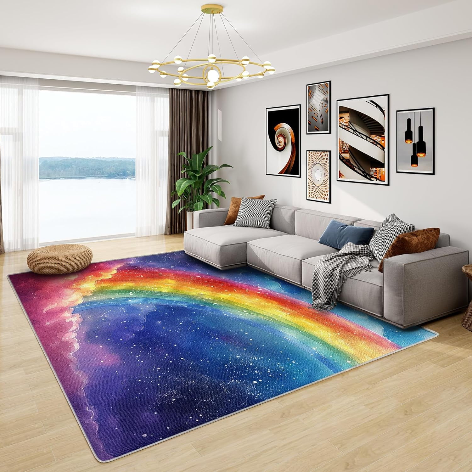 Rainbow Rug for Girls Bedroom 5x7 Rug Rainbow Rug Kids Cute
