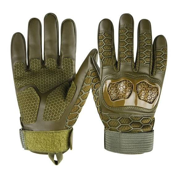 Btomtd Motorcycle Riding Gloves for Outdoor Hunting with Touchscreen, Non Slip Unisex Cycling Gloves, Full Finger Glove for Road Racing and Motocross, Size M, Green-B