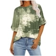 thumbnail image 2 of GaThRRgYP Womens Shirts under $5,Womens Summer Short Sleeve Tunic Tops,Women's Ladies Fashion Casual Cropped Short Sleeve Printing Loose Shirt Blouse Top Army Green S, 2 of 7