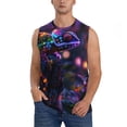 thumbnail image 2 of Lsque Glowing Chameleon Fantasy Art Print Men's Cotton Blend Sleeveless Muscle Shirts (S-3XL)- Moisture Wicking, Odor Protection, UPF 30+,Small, 2 of 8
