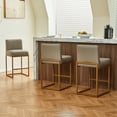 thumbnail image 4 of Lasigeli 26" Counter Height Bar Stools Set of 2 - Faux Leather Upholstered with Back, Sturdy Gold Metal Frame, Modern Kitchen Island Chairs for Home, Easy Assembly (Gray), 4 of 10