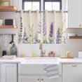 thumbnail image 2 of Purple Lavender Kitchen Curtains Short 54 Inch Length, Botanical Blossom Motif Leaves Spring Grommet Top Bedroom Living Room Curtains, Light Filtering Cafe Curtain Drapes 2 Panels Set 84''x54'', 2 of 9