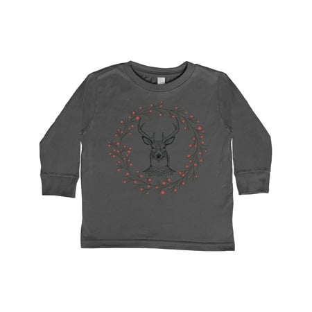 

Inktastic Christmas Wreath Funny Holiday Sweater Deer Gift Toddler Boy or Toddler Girl Long Sleeve T-Shirt