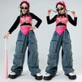 thumbnail image 5 of Jazz Modern Dance Costumes For Girls Loose Vest Jeans Outfits Streetwear Hip Hop Dance Performance Clothes, 5 of 6