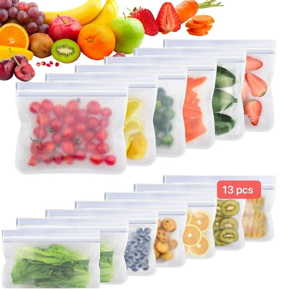 Food Storage Bags 13 Packs Leakproof Eco-friendly Reusable Food Storage Bags for Vegetable Fruit Snack Lunch