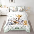 thumbnail image 2 of Homewish Kids Children Giraffe Zebra Elephant Bedding Comforter Set 7 Pieces,Cute Jungle Animal Full Bedding Set Lightweight,Woodland Wildlife Fitted Sheet Flat Sheet,Breathable Home Decor, 2 of 8