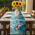 thumbnail image 2 of Marine Animal Table Runner 18 x 72 Inch, Ocean Turtle Modern Art Abstract Style Washable Cotton Linen Dining Table Runner Tabletop Decorations for Restaurant Home Kitchen Party, 2 of 9