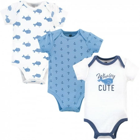 

Hudson Baby Infant Boy Cotton Bodysuits 3pk Blue Whale 6-9 Months