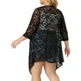 thumbnail image 3 of Agnes Orinda Women's Plus Size  Lace Crochet Draped Shawls Lightweight Open Front Cover-Ups Casual Cardigans 1X Black, 3 of 7
