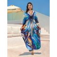 thumbnail image 6 of Edolynsa Beach Kaftan Cover up for Women Plus Szie Moroccan Dress Boho Arabic Dresses Maxi Resort Wear Caftan Loungewear House Wear, 6 of 8