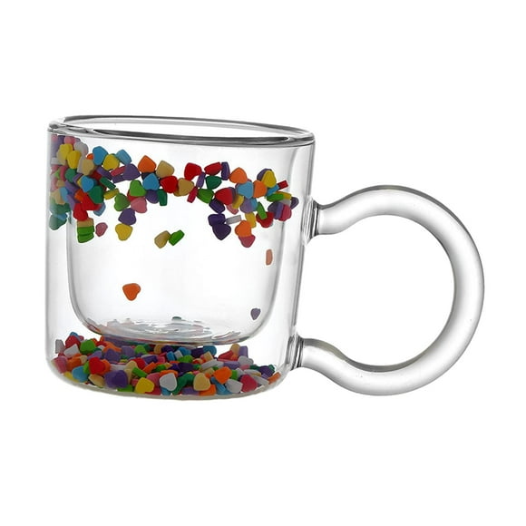 Double Wall Coffee Mug Cute Creative Funny Glass Mugs for Latte Juice Coffee clear