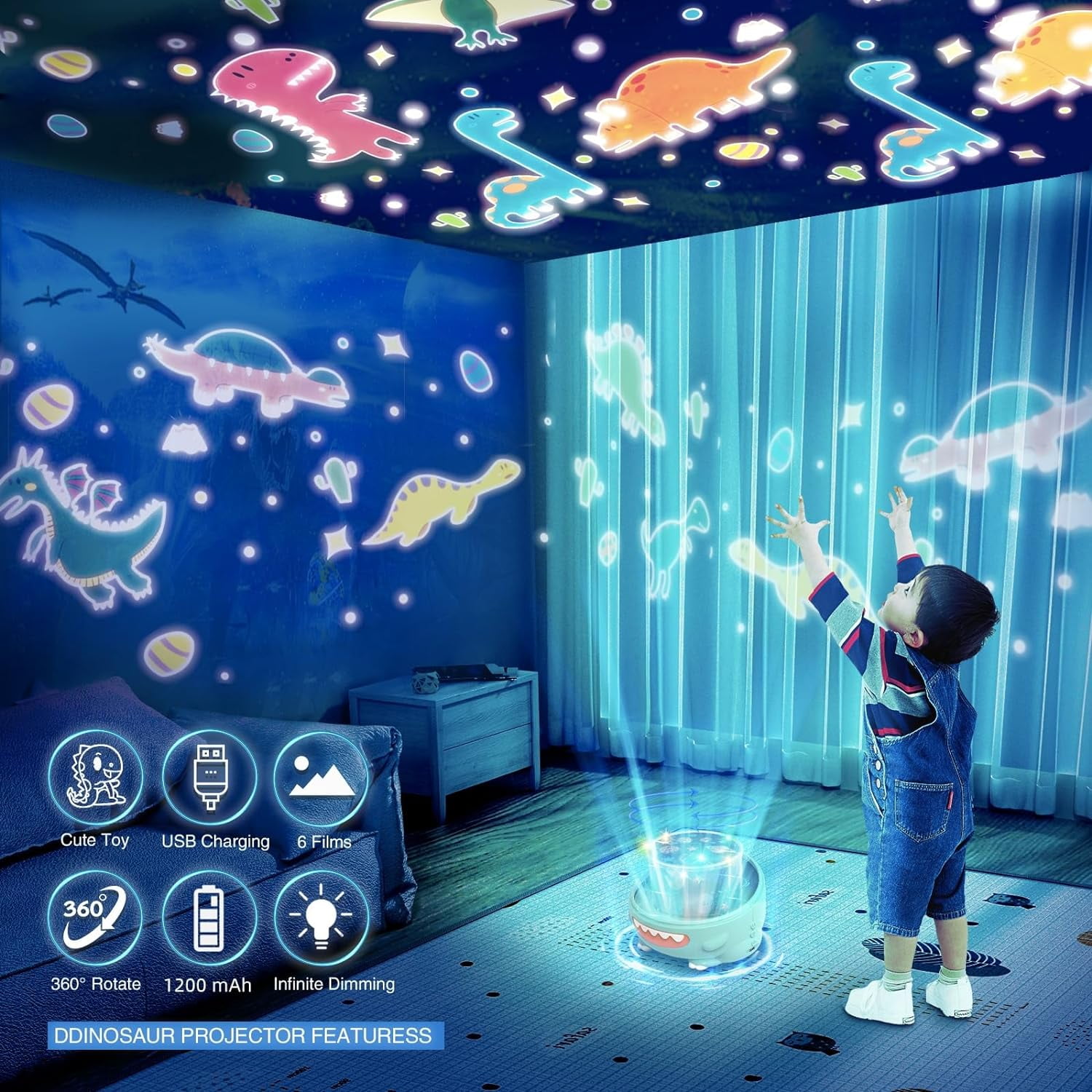 Dinosaur Projector Light Baby Toys 6 to 12 Months, Dinosaur Toys for Kids 3-5,Christmas Birthday Party Xmas Gifts for 1-12 Year Olds Boys Girls Toys