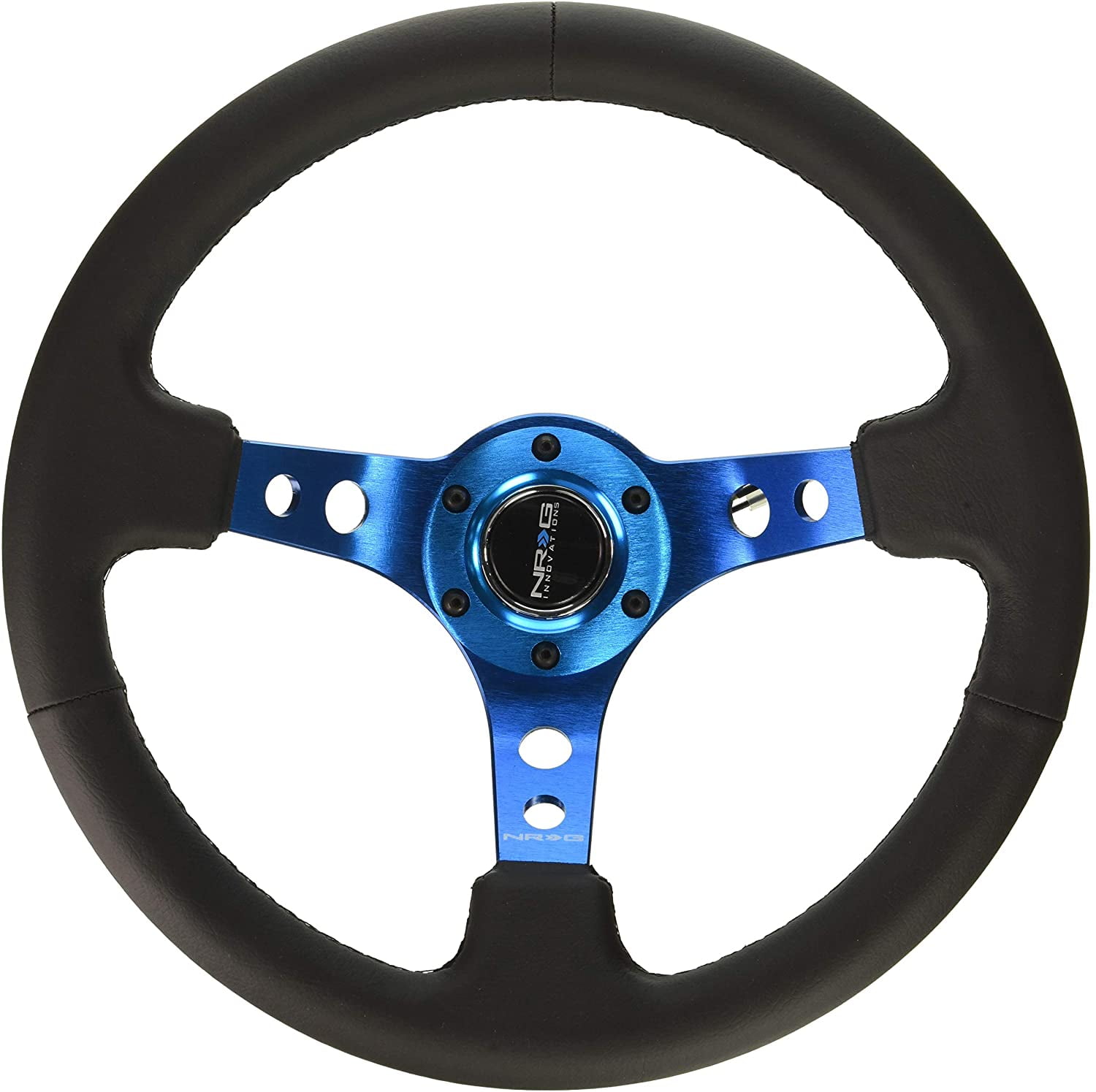 3 Deep NRG Innovations RST-006RR-BS-B Reinforced Wheel-350mm Sport Steering Wheel Spoke with Suede Finish and Black Stitch