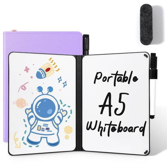 AGM A5 Dry Erase Whiteboard Notebook, Portable Reusable & Erasable Whiteboard Notebook for Business, Home Office, Purple