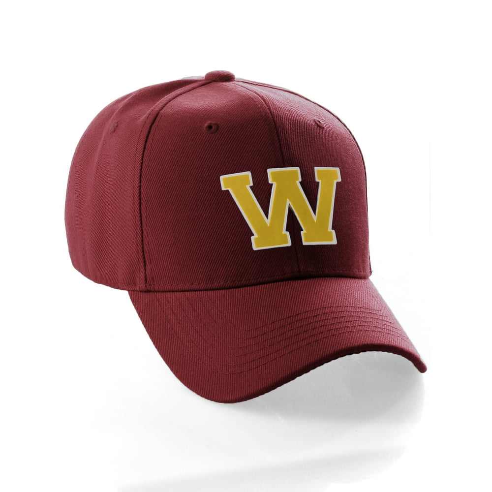 Classic Baseball Hat Custom A to Z Initial Team Letter, Burgundy Cap