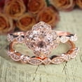 thumbnail image 3 of 1.50 Carat Round Cut Real Morganite And Diamond Moissanite Halo Bridal Wedding Ring Set With 18K Rose Gold Plating, 3 of 5
