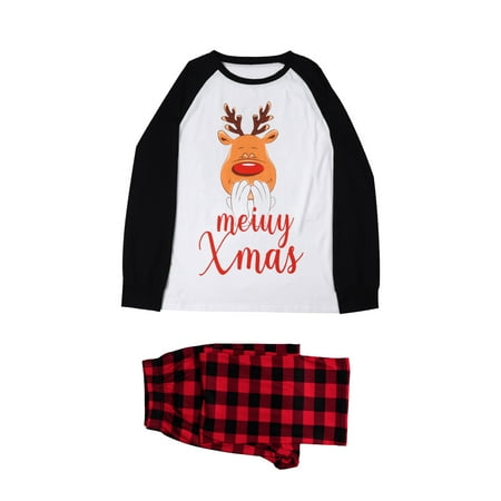 

ZMHEGW Womens Pajamas Set Matching Family S Christmas Smile Print Top And Plaid Pants Sleepwear For Family Matching Outfits Xl For Parents Mother