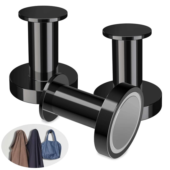 Gustave Strong Magnetic Hooks Set of 3 Heavy Duty 99lbs Neodymium Magnetic Hangers Magnet Wall Hooks for Hanging Coat Bag Grill Utensil for Refrigerator Home Kitchen Office - Black