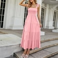 thumbnail image 3 of PENGXIANG Femmes Maxi Robe d'Été Casual Boho Sans Manches Spaghetti Sangle Smocked Longues Robes de Plage Soleil, 3 of 7