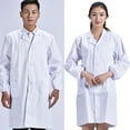 thumbnail image 2 of JUNTEX Women Men Unisex Long Sleeve White Lab Coat Notched Lapel Collar Button Down Medical Nurse Doctor Uniform Tunic Blouse with Pockets S-3XL, 2 of 15