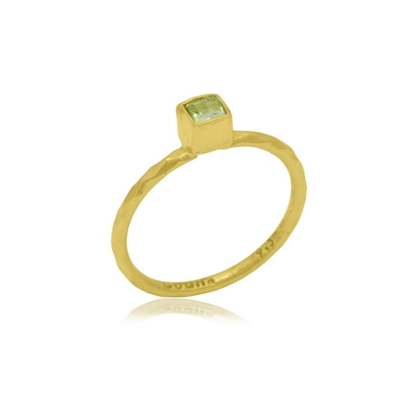 Devika Fine Jewelry 18K Gold Vermeil sundance Peridot square Gemstone Ring | 925 Sterling Silver Handmade Band | August Birthstone Ring for Women
