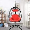thumbnail image 4 of SYNGAR Egg Chair with Stand, Wicker Swing Chair, Patio Hammock Chair with Soft Cushion, Indoor Outdoor Balcony Bedroom Basket Hanging Lounge Chair, Heavy Duty Frame for 300 lbs Capacity, Red, D6518, 4 of 9