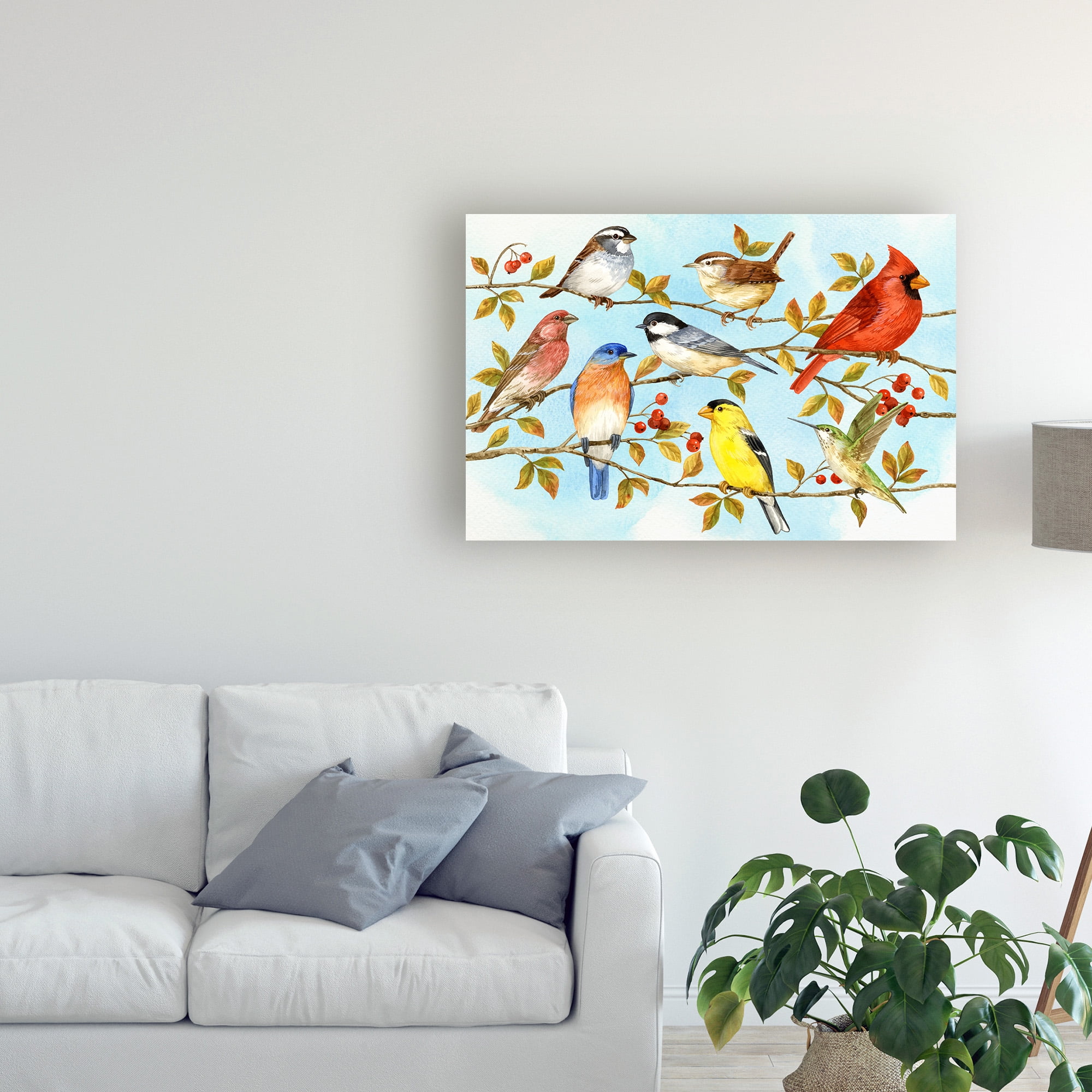 Trademark Fine Art 'Birds And Berries V' Canvas Art by Jane Maday