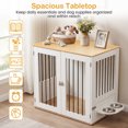 thumbnail image 2 of 31.5" Dog Crate Furniture with 360° Rotating Feeder& Double Lock Doors, Wooden Dog Kennel for Indoor, White, 2 of 7