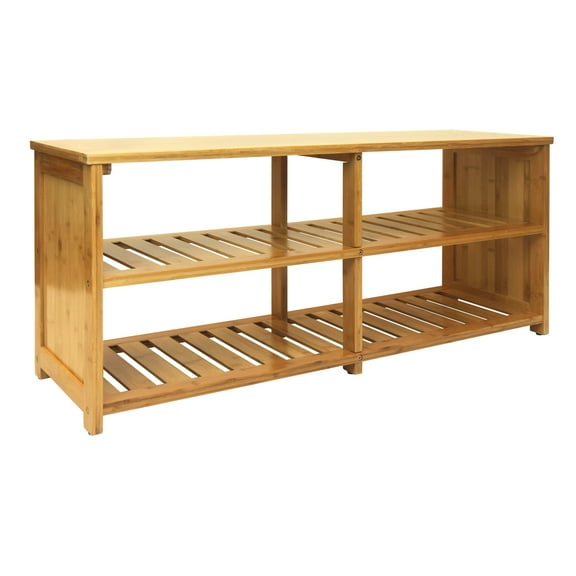 Oceanstar Bamboo Entryway Storage Bench, Holds 10 Pairs of Shoes, 42 L x 13 W x 18.75 H inches, Natural Color