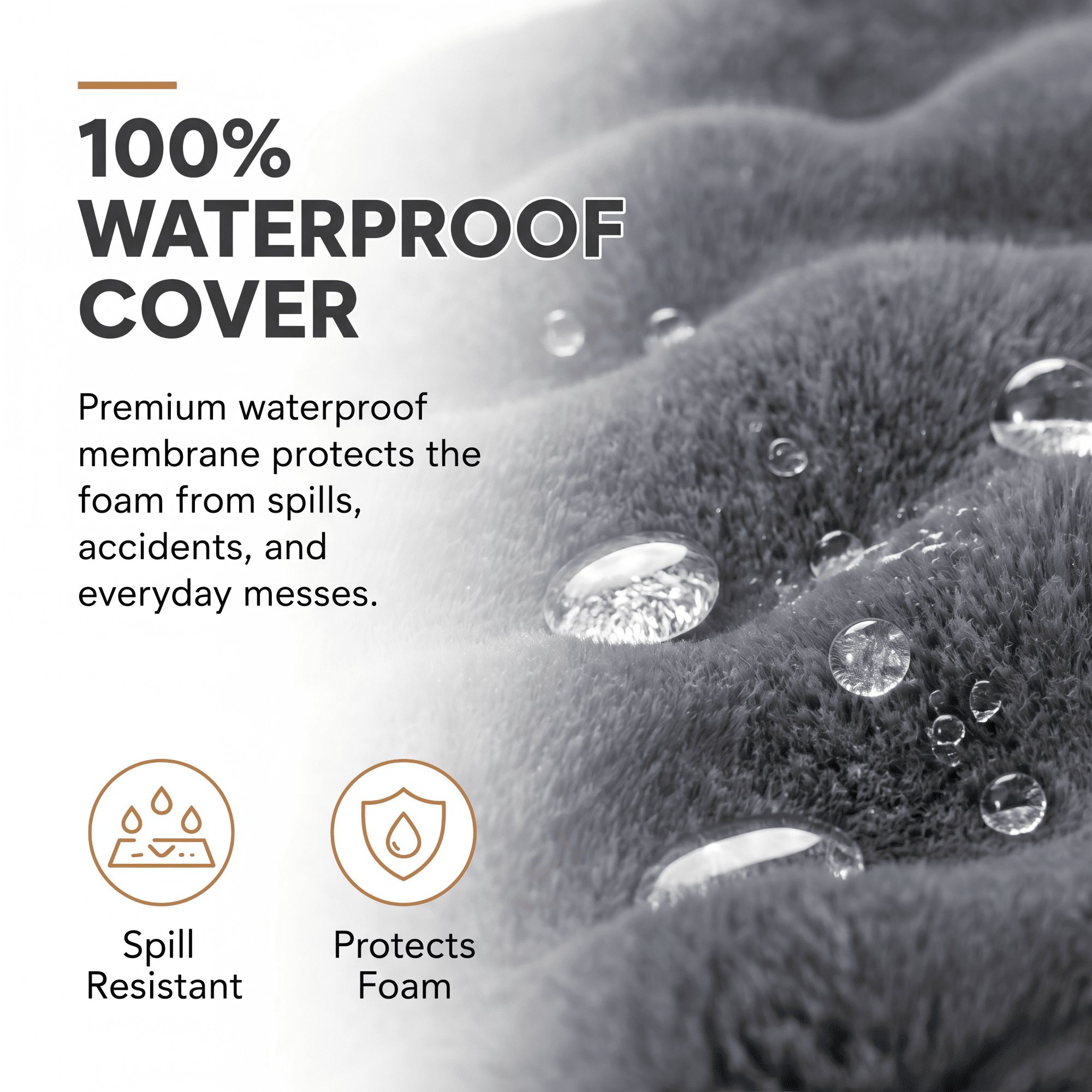 PAWZ Road Orthopedic Dog Bed for Dogs, Soft Bubble Fleece, Waterproof Pet Mat with Removable Washable Cover and Egg Crate Foam, Gray