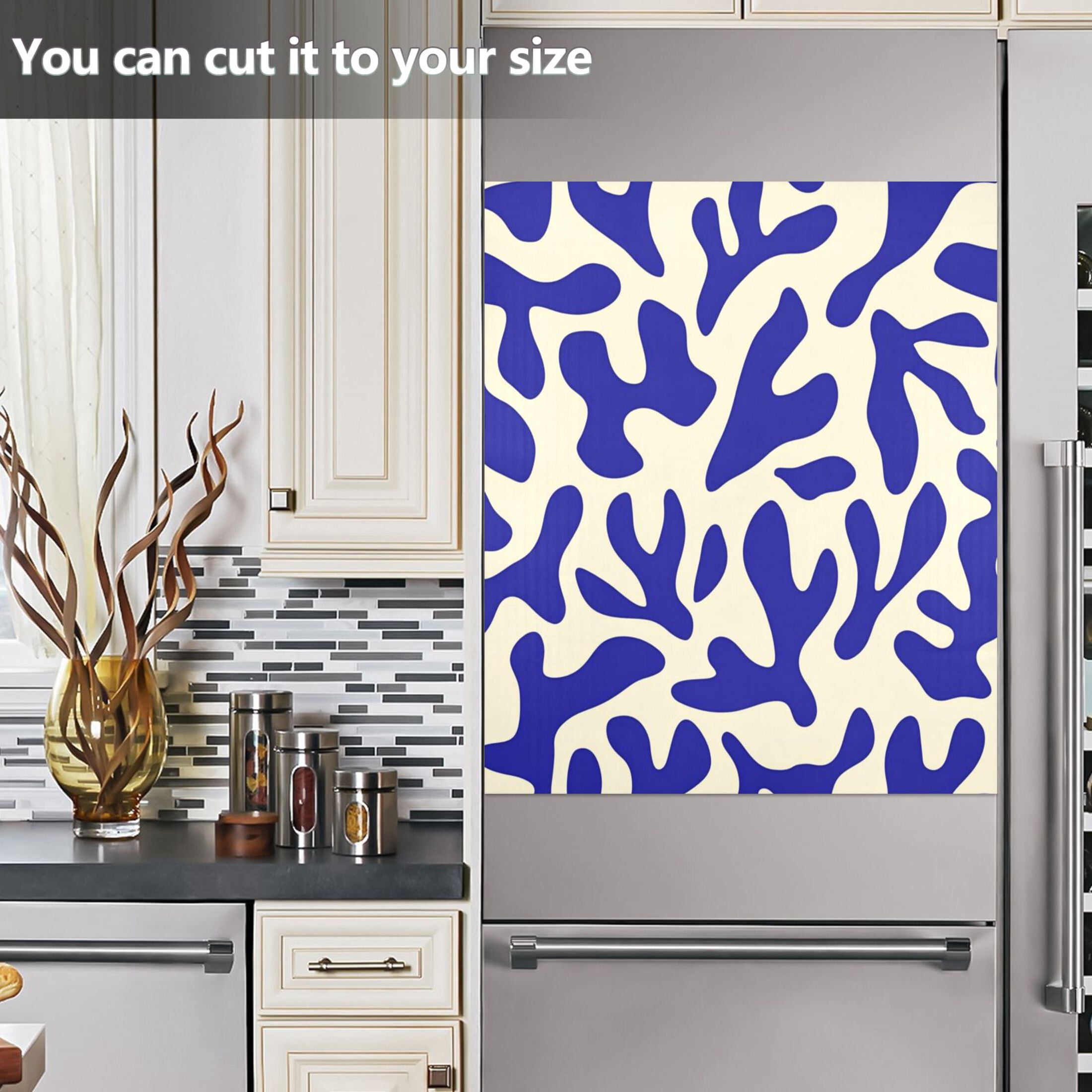 Dishwasher Magnetic Sticker 23x26 Inch Refrigerator Magnetic Sticker Washing Machine Magnetic Sticker Kitchen Panel Magnetic Sticker Home Decor Beautiful Blue Pattern