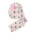 thumbnail image 6 of asdoklhq Flannel Pajamas for Women Christmas Home Pocket Printed Pajama Set for Daily Home Wear Long Sleeves Set Pink 2X, 6 of 8
