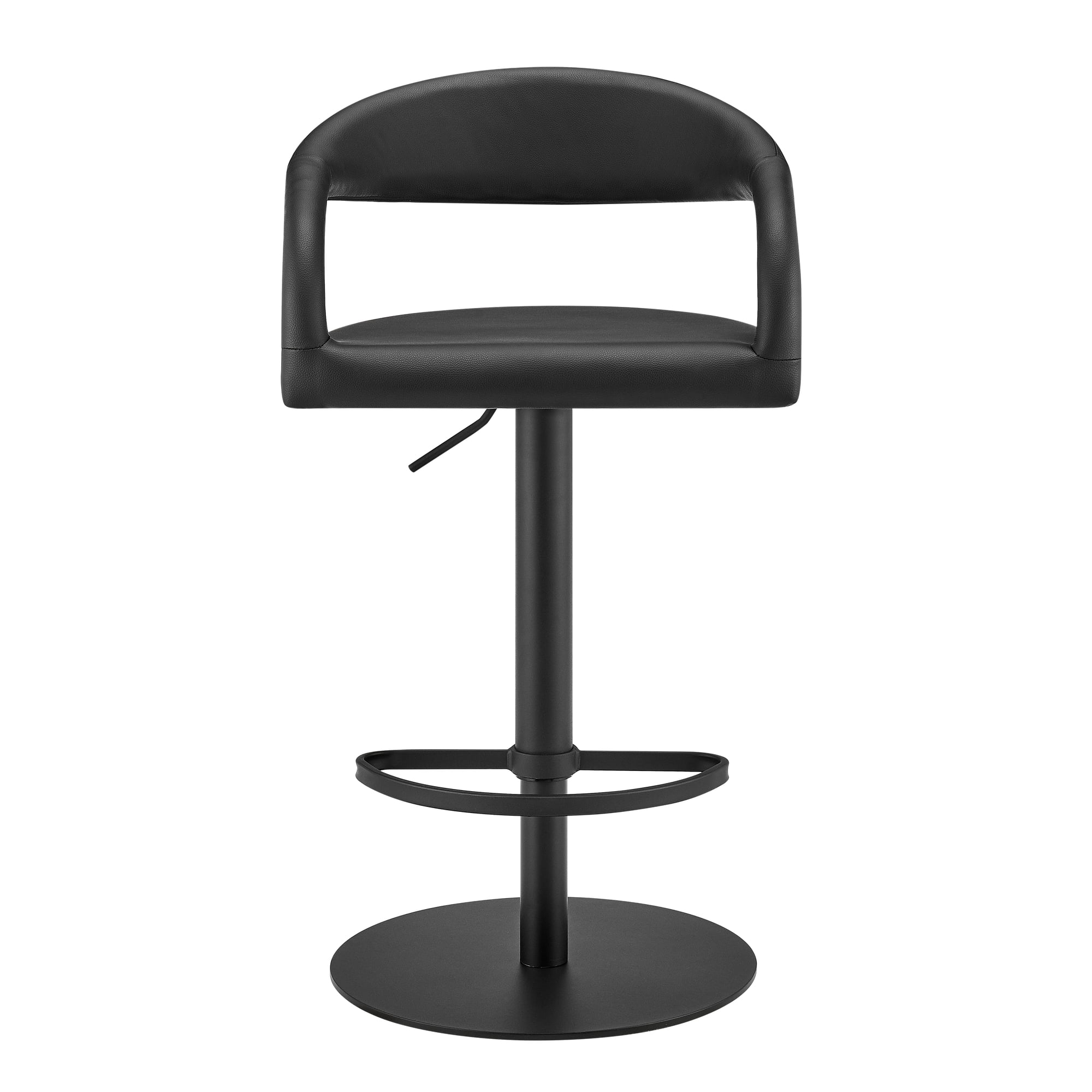 Marlow Modern Contemporary Swivel Metal Adjustable Height Barstool With Faux Leather Seat
