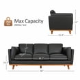thumbnail image 5 of MCombo 88'' Napa Leather Sofa Couch 3-Seater for Living Room, Office, Vintage Italian Leather, Black, 5 of 11