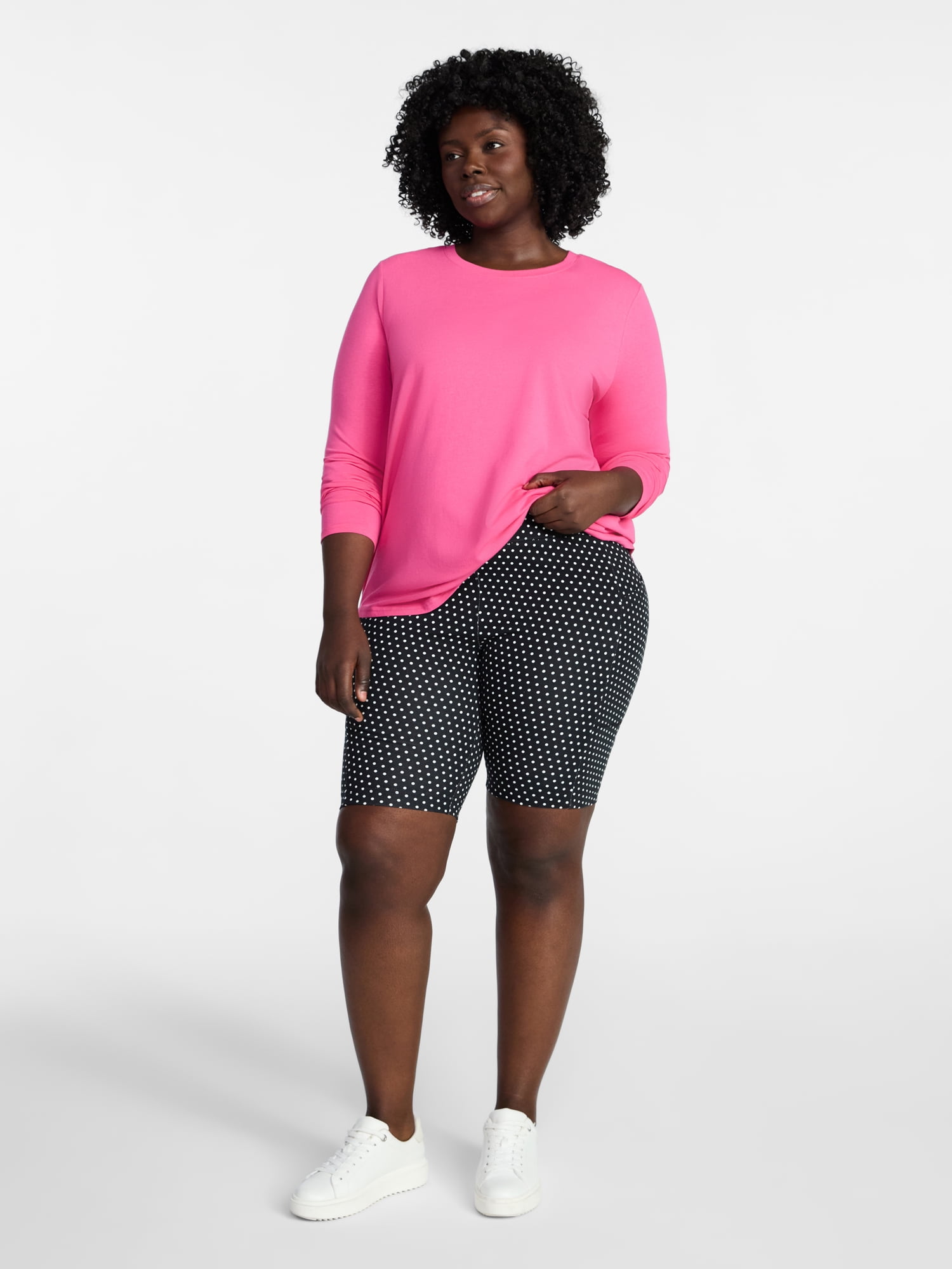 Terra & Sky Women's Plus Size Bike Shorts with Pocket, Sizes 0X-5X