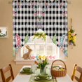 thumbnail image 2 of Happy Easter Swag Valance Curtains Watercolor Gnomes Colorful Eggs Floral Greenery Black Plaid Rod Pocket Swag Curtains Small Window Treatments for Kitchen Bathroom Bedroom 36" W x 36" L, 2 Panels, 2 of 9