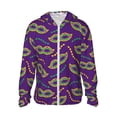thumbnail image 2 of Uemuo Carnival Masks and Beads Pattern Women's Full Zip UPF 50+ Sun Protection Hoodie Jacket Long Sleeve Sun Shirt Hiking Outdoor Performance with Pockets-3X-Large, 2 of 9