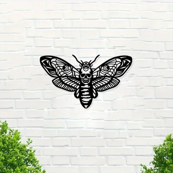 HELLOYOUNG Death Head Moth Metal Wall Art, Gothic Iron Sculpture for Bedroom, Dark Decor Skull Moth Wall Hanging, Spooky Gothic Home Decor