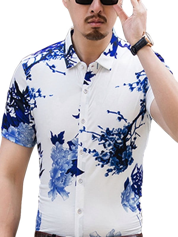 Incerun - Men Porcelain Floral Print 