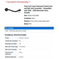 thumbnail image 2 of Front Left Lower Rearward Control Arm and Ball Joint Assembly - Compatible with 2006 - 2008 Mercedes-Benz SLK280 2007, 2 of 2
